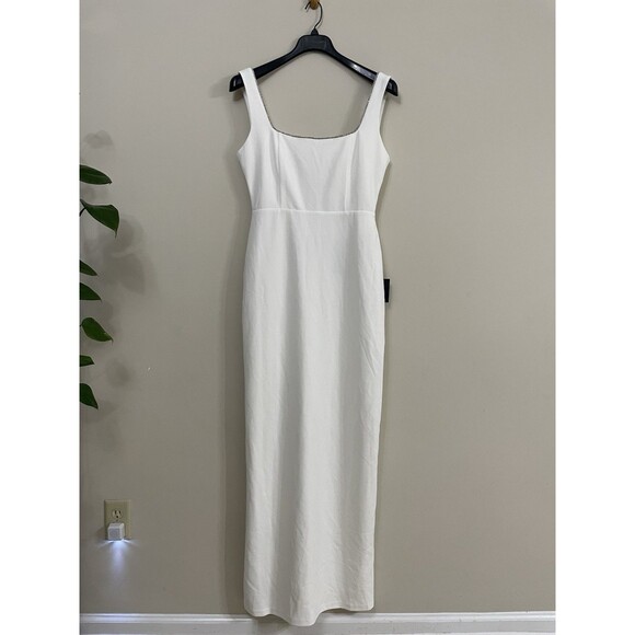 Lulus White Rhinestone Square Neck Backless Maxi Dress NWT Size L - Picture 10 of 12